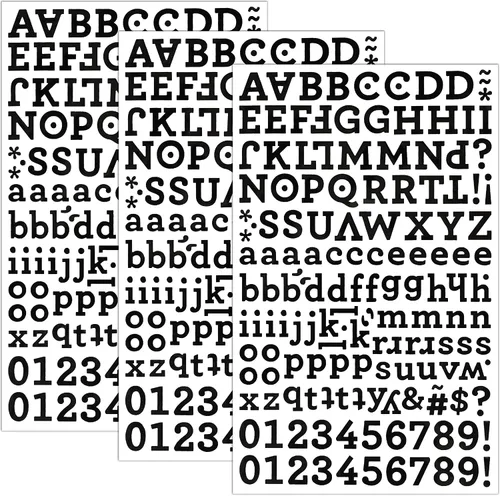 Miniatura 5 de QQ&U Calcomanías de letras del alfabeto de aluminio de 3 hojas (negro, plata, dorado)