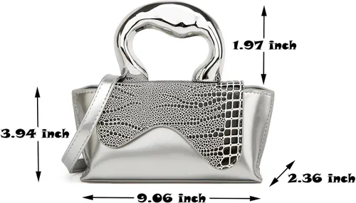 Miniatura 5 de Bolso pequeño de color plateado, bolsos cruzados, bolsos de noche Y2K, bolso de mano para mujer, bolsos de hombro, bolsa de mano para mujer 2023