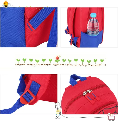 Miniatura 4 de JBin Rich Mochila para niños pequeños, mochila roja preescolar para niños y niñas de 2 a 8 años, Rojo -, Medium