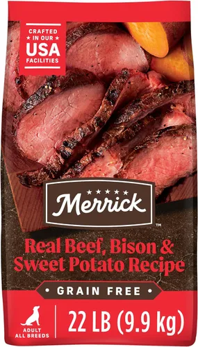 Merrick - Alimento seco para perros, receta de bisonte real, carne de res y batata libre de granos, 22 libras, en bolsa