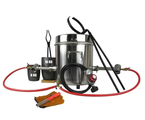 Miniatura 6 de Kit de Horno de Fundición de Propano de 16KG/35LBS, Horno de Fundición de Metal de Doble Quemador con Crisol (16KG y 6KG), Hasta 2642℉, Horno