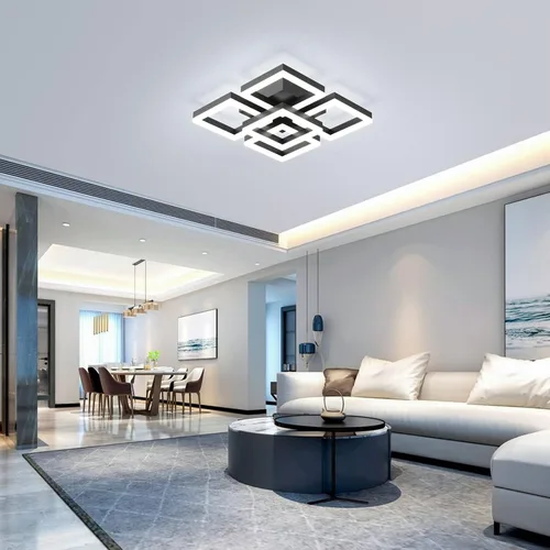 Miniatura 2 de GEADI Lámpara de techo moderna regulable, lámpara de techo LED blanca de 35.4 pulgadas con control remoto, accesorio de iluminación rectangular