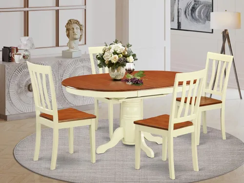 Miniatura 2 de East West Furniture AVAT5-WHI-W - Juego de comedor de 5 piezas que incluye una mesa de comedor ovalada con hojas de mariposa y 4 sillas de cocina