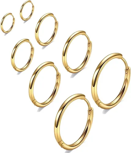 Aretes de acero inoxidable 316L, argollas de 1564, 516, 2564, 716, 1532 y 3564 pulgadas, arracadas hipoalergénicas, para el cartílago, hélix,