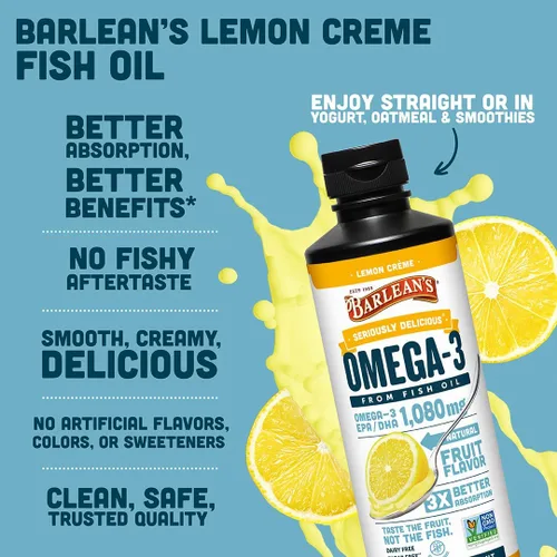 Miniatura 4 de Barlean's Suplemento líquido de aceite de pescado Omega 3 para hombres y mujeres, 1080 mg de ácido graso EPA y DHA, promueve la salud del cerebro