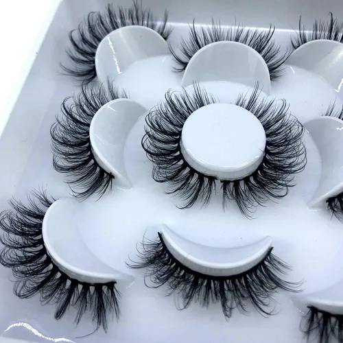 Miniatura 31 de 5 pares de pestañas postizas de visón 3D de 0.98 pulgadas a granel, con caja personalizada, pestañas postizas naturales finas al por mayor (ML-07)