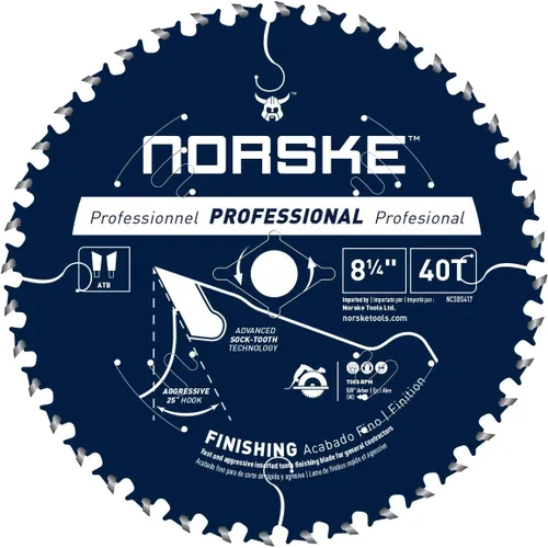 Norske Herramientas NCSBS417 8-1/4 pulgadas 40T Socktooth Circular Acabado Hoja de Sierra 5/8 pulgadas Diámetro con Corte Láser Diamante Knockout