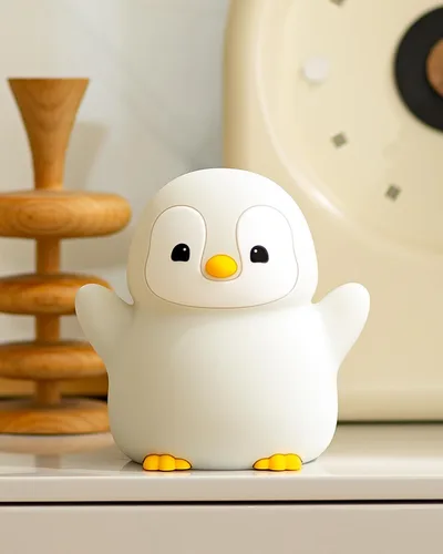 Miniatura 8 de Linda luz nocturna de pingüino, lámpara de animales, silicona de grado alimenticio, recargable, atenuable en 2 niveles, luz nocturna esponjosa