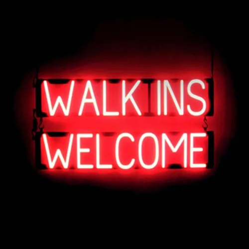 SpellBrite Letrero con texto en inglés "WALK INS WELCOME", con aspecto de neón, fuente de luz LED roja, 29.8 x 15.0 pulgadas Rojo