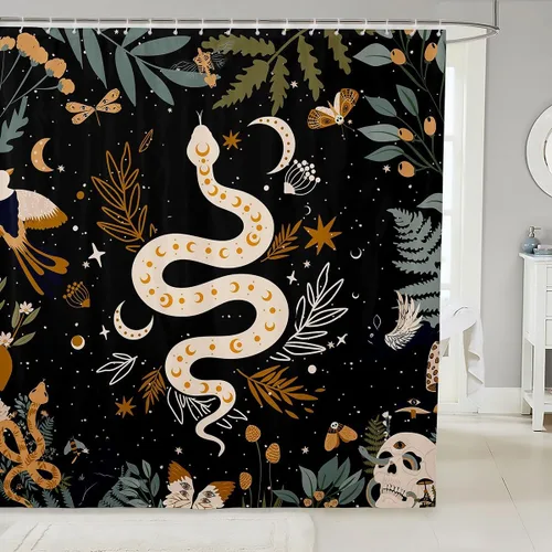 Miniatura 22 de Erosebridal Cortina de Ducha de Dinosaurio de Dibujos Animados 3D para Niños Varones Adultos Baño Selva Dino Tela Cortina de Baño 72" An x 72 L