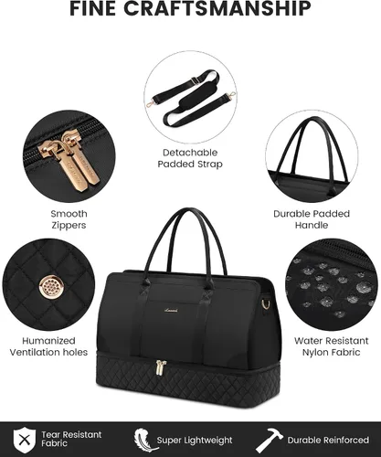 Miniatura 5 de Bolsas de fin de semana para mujer, bolsa de viaje, Negro -, Elegante