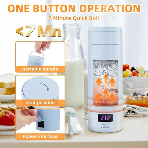 Miniatura 4 de GearRoot Hervidor eléctrico de viaje, hervidor de agua eléctrico portátil pequeño de 13.8 fl oz, hervidor de agua caliente de hervir rápido