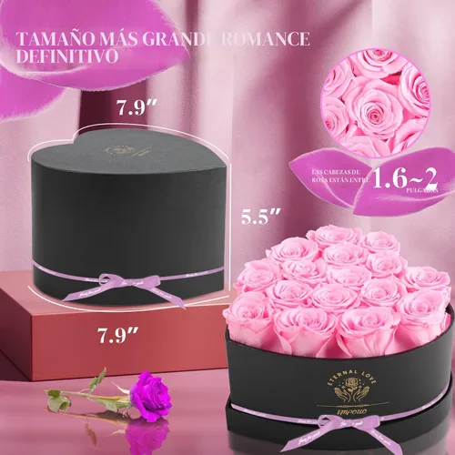 Miniatura 2 de Impouo Caja de 16 piezas con forma de corazón Forever Flowers - Rosas preservadas, regalos de cumpleaños para mujeres, regalo de flores Prime, San