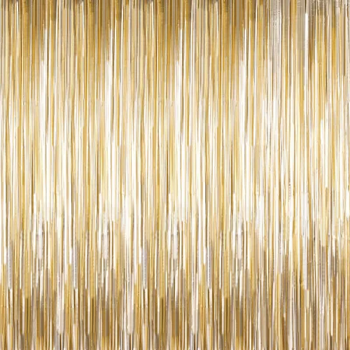 Sumind Paquete de 4 cortinas metálicas de oropel de papel de aluminio para telón de fondo para puerta, cortinas de flecos para cabina de fotos,