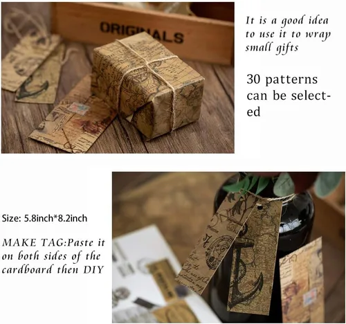 Miniatura 5 de CATaireen - 30 hojas de papel de estraza vintage hecho a mano, 5.8 x 8.2 pulgadas, para manualidades de decoupage (NO repetición, sin adhesivo)