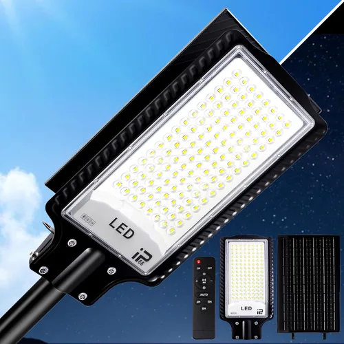 Miniatura 8 de Luces solares de calle Eleganted al aire libre, luces solares al aire libre impermeables de 10000 lúmenes del atardecer al amanecer, luces solares