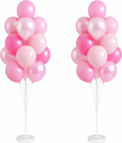 Miniatura 17 de Kit de columna de globos para piso: juego de 2 soportes para globos, con globos cromados metálicos negros y dorados, base y poste, decoración