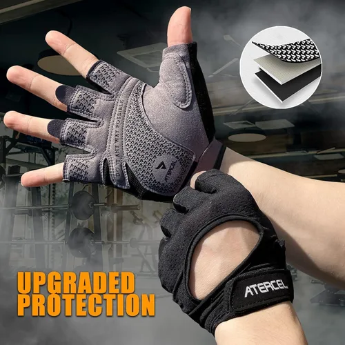 Miniatura 2 de ATERCEL Guantes de levantamiento de pesas, protección completa de la palma de la mano, guantes de entrenamiento para gimnasio, ciclismo, ejercicio