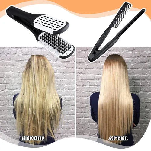 Miniatura 6 de CHENGU 2 Piezas Peine Alisador para el Cabello, Cerdas de Jabalí Pinza Cepillo de Doble Cara Cepillos Alisadores de Cabello Peine Plancha de Peinado