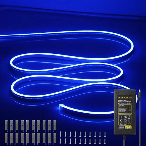 Miniatura 25 de Tiras de Luces LED de Neón Blancas de 12V - 16.4 Pies Flexibles Impermeables Cortables, Luces de Cuerda de Neón de Silicona Flexible para Cocina