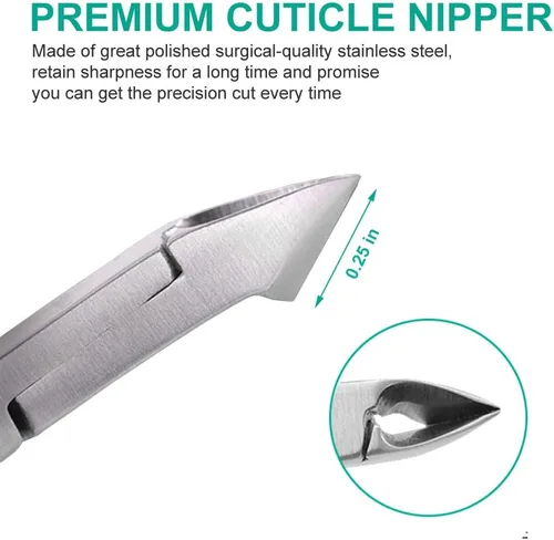 Miniatura 2 de IVON - Corta cutículas, pinza profesional antideslizante de acero inoxidable Verde