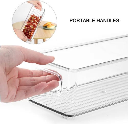 Miniatura 4 de Contenedor apilable de plástico para almacenamiento de alimentos con asas para despensa de cocina, gabinete, refrigerador, congelador, organizador