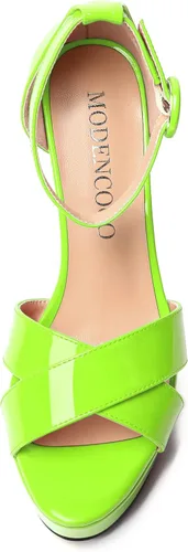 Miniatura 115 de MODENCOCO Sandalias de boda con correa de tobillo sexy para mujer, con plataforma y puntera abierta, tacón de aguja y tacón alto, zapatos de vestir
