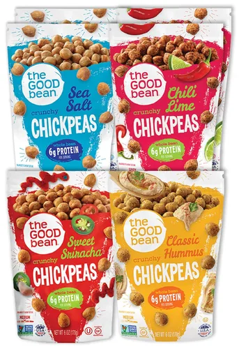 Miniatura 9 de The Good Bean Garbanzos crujientes – Sal marina – (paquete de 6) bolsa resellable de 6 onzas – Frijoles de garbanzos asados – Snack vegano con buena