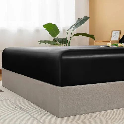 Miniatura 3 de NSGZ Sábana Bajera Ajustable de Satén Twin, Sábana Bajera Sedosa Individual Solamente, Sábanas de Cama Inferiores Suaves de Bolsillo Profundo, Sin