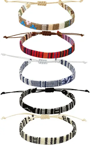 Conjunto de pulseras de playa para hombres y mujeres, pulseras para hombres, pulseras bohemias hechas a mano, pulseras envolventes de joyería