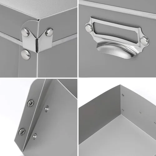 Miniatura 4 de SEEKIND Caja de almacenamiento, contenedores de almacenamiento decorativos con tapa, juego 3 en 1, plástico, con asas, cierre a presión, a prueba