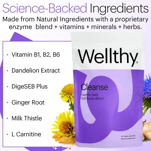 Miniatura 3 de Wellthy Desintoxicación de cuerpo completo y apoyo inmunológico, salud digestiva avanzada, limpieza intestinal y alivio de la hinchazón, fórmula