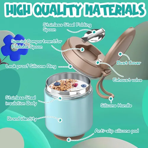 Miniatura 4 de Termo para comida caliente para niños – 15.2 onzas, tarro de comida aislado a prueba de fugas, termo de sopa, recipientes de almuerzo aislados