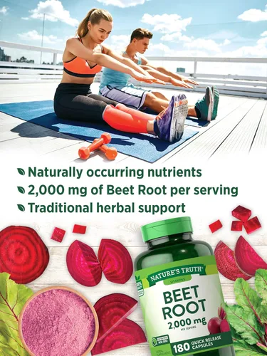 Miniatura 4 de Nature's Truth Cápsulas de raíz de remolacha 2,000 mg 180 unidades Suplemento sin OMG y sin gluten