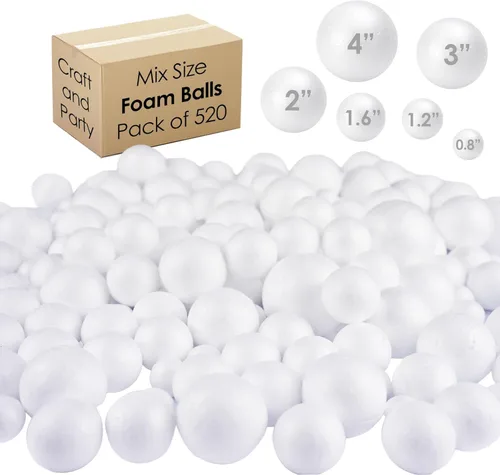 Miniatura 5 de Evershine 2 paquetes de bolas de espuma para manualidades de 8 pulgadas - Bolas de espuma de poliestireno blancas lisas para proyectos