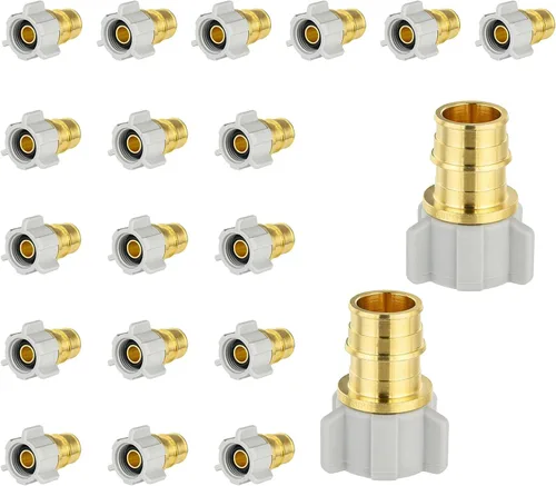 Miniatura 12 de Paquete de 2 adaptadores giratorios NPT hembra Niikappu de 3/4 pulgadas PEX A x 1/2 pulgadas, accesorio de expansión Pex-A de flujo completo