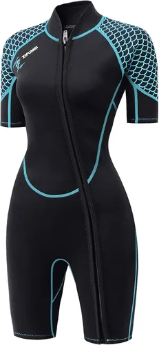 Miniatura 2 de 3mm Shorty Wetsuit for Women - Neoprene Dive Skin Front Back Zip Scuba Diving Suit for Cold Water Snorkeling Surfing Swimming