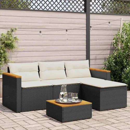 Miniatura 4 de Juego de sofá de jardín de 3 piezas, muebles de patio al aire libre, diseño moderno con ratán sintético de polietileno y madera de acacia