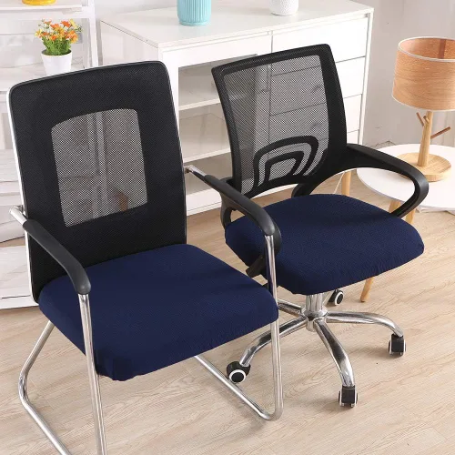 Miniatura 2 de Smiry - Fundas elásticas de jacquard para silla de oficina y computadora, desmontables, lavables, antipolvo, protectores de cojín para silla de Azul