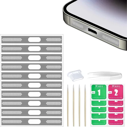 Miniatura 8 de 10 calcomanías a prueba de polvo para altavoz de iPhone, cubiertas adhesivas de malla antipolvo para iPhone 15/15 Plus/15 Pro/15 Pro Max, protector