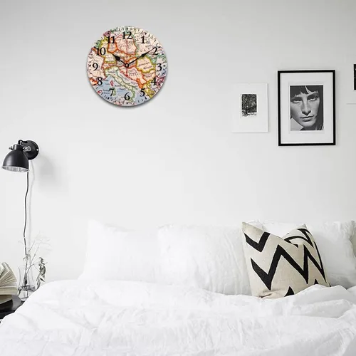 Miniatura 33 de Reloj de pared de madera con mapa del mundo antiguo, estilo nostálgico, Atlas histórico, diseño vintage, impresión de madera, reloj de pared