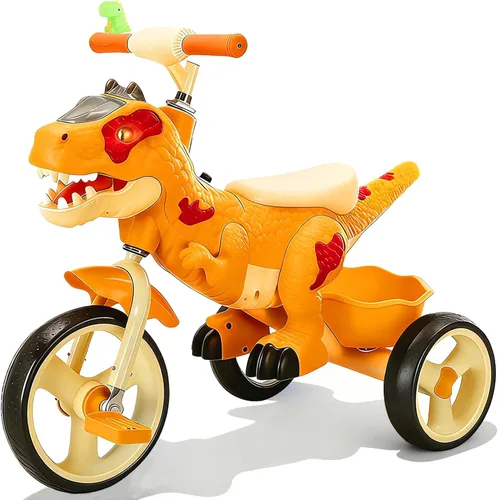 Miniatura 8 de NMM Triciclo de Dinosaurio para Niños Pequeños, Triciclo para Niños con Música, LED, Triciclos para Niños de 3-5 Años, para Ciclista, Rueda Grande