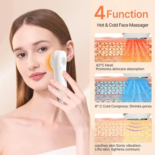 Miniatura 2 de TOUCHBeauty Masajeador facial caliente y frío, dispositivo de vibración de 107.6 °F/42.8 °F para una cara más suave y apretada, herramienta