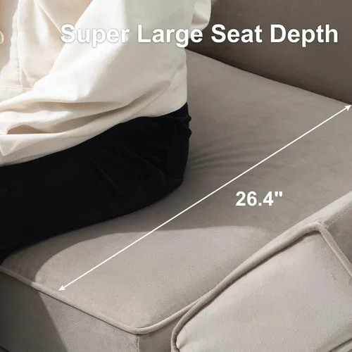 Miniatura 5 de Belffin Sofá modular grande con asiento de almacenamiento, sofá en forma de U de gran tamaño con tumbona reversible, juego de sofá modular con Gris