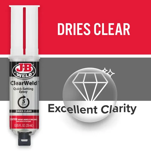 Miniatura 3 de J-B Weld 50112 ClearWeld Jeringa de Epoxi de Fraguado de 5 Minutos - Transparente - 25 ml, 25ml