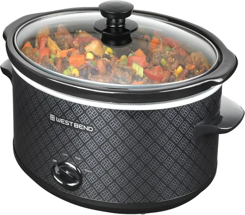 Miniatura 7 de Olla de cocción lenta West Bend de 4 cuartos manual estilo cerámica con olla de cerámica ovalada apta para lavavajillas y tapa de vidrio, dos
