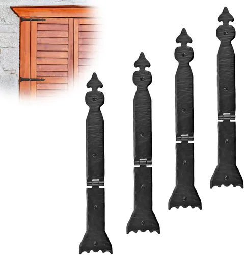 Miniatura 12 de Paquete de 2 bisagras de hierro forjado negro de 9 pulgadas, bisagras decorativas de hierro forjado, bisagras de hierro rústico para persianas