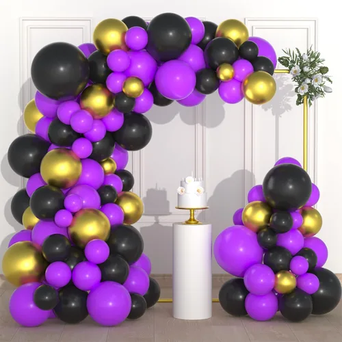 Miniatura 20 de Kit de arco de guirnalda de globos azules y negros dorados, globos azul real y negro dorado para hombres, 30º 40º videojuego, cumpleaños, boda