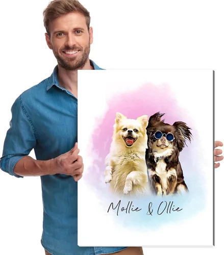 Artsadd Impresión conmemorativa personalizada de retratos de mascotas, regalos artísticos hechos en Estados Unidos, lienzo de memoria personalizado