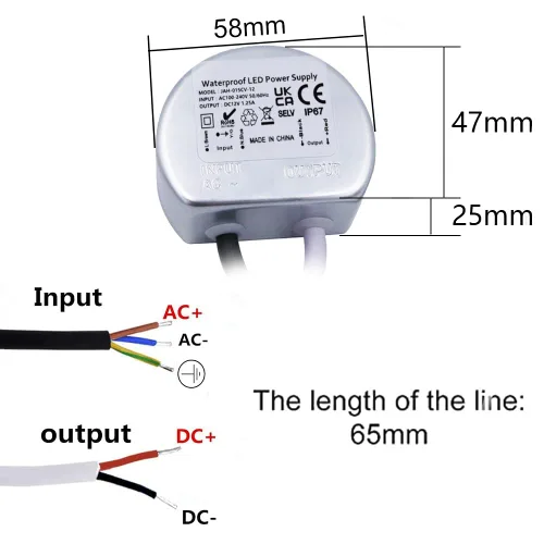 Miniatura 3 de Cheopha Transformadores de 120 V a 12 V Controlador LED compacto de 15 W, fuente de alimentación LED de 12 V IP67 impermeable para tira de luz LED